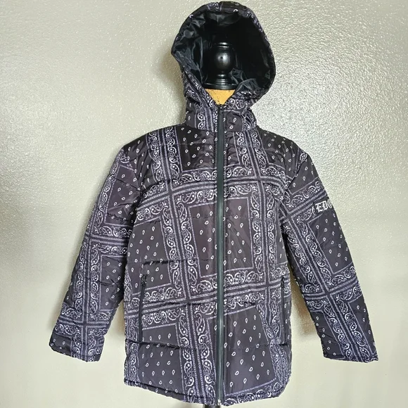 Jackets Coats Black Bandana Puffer Style Jacket Poshmark